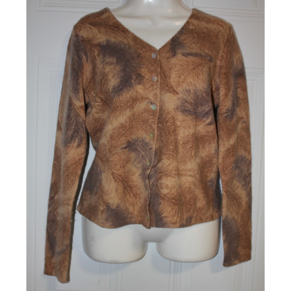 Deane & White Y2K Abstract Swirl Angora Lambswool Button Front Top SZ Medium - Picture 5 of 9